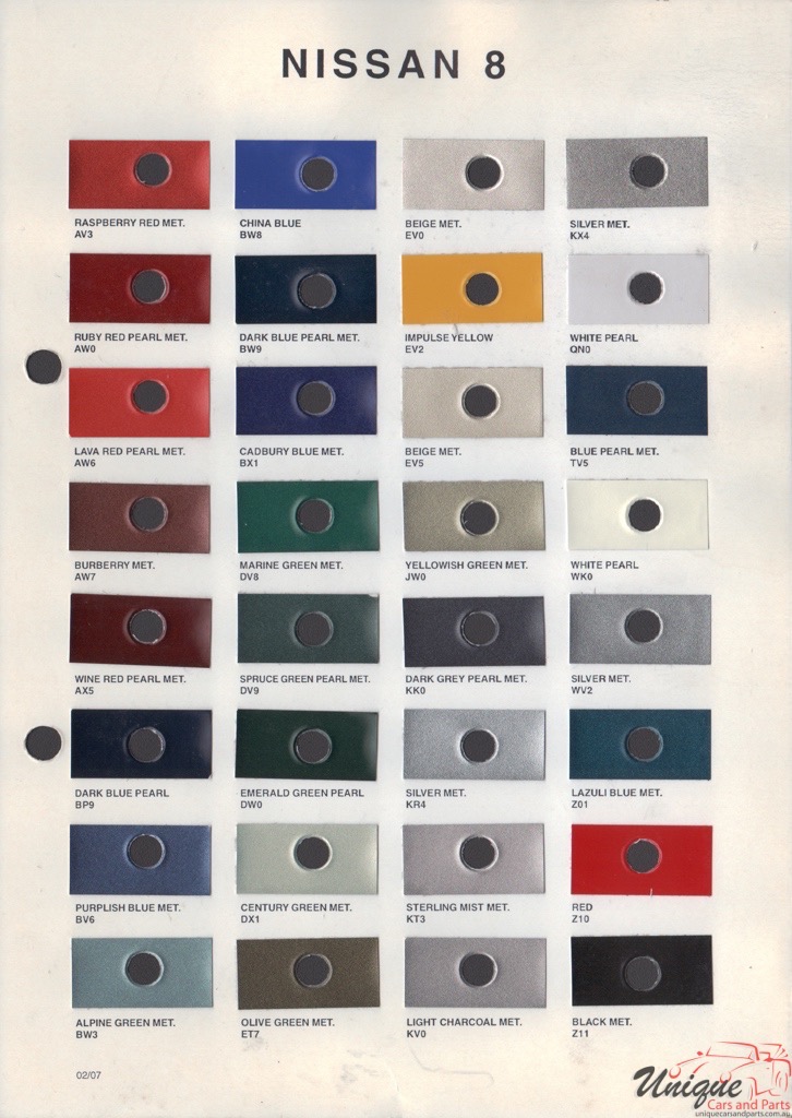 1995-2002 Nissan Paint Charts Octoral 8